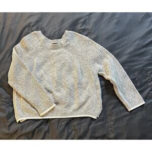 Topshop Metallic Shimmer Ribbed Crew Neck Sweater US 6 UK 10 Gold Beige EUC